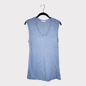 Cotton Citizen V-Neck Tank Top Blue Supima Cotton Made in USA Women's Small